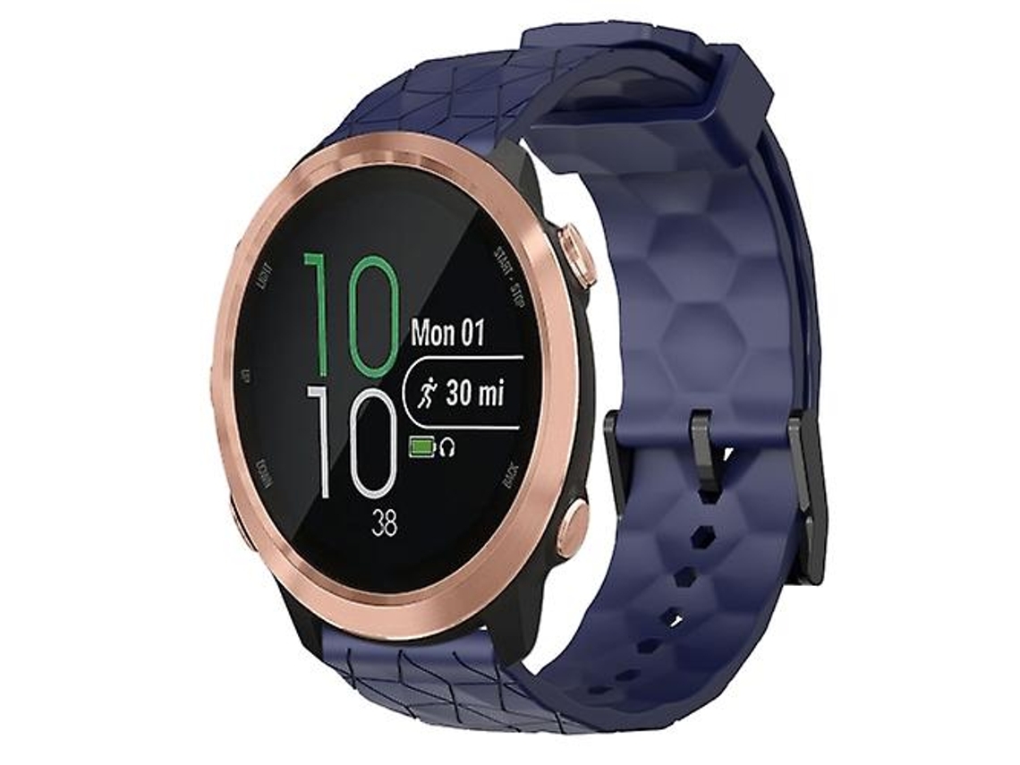 Bracelete Para Garmin Forerunner 645 Music 20mm Padrão De Futebol Cor Sólida Pulseira De Relógio De Silicone Azul Marinho Lalamoli