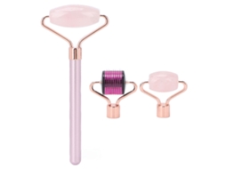 Kit 3 Em 1 Ferramenta Facial Gua Sha Roller De Pedra De Jade E Microneedle Massajeador Facial