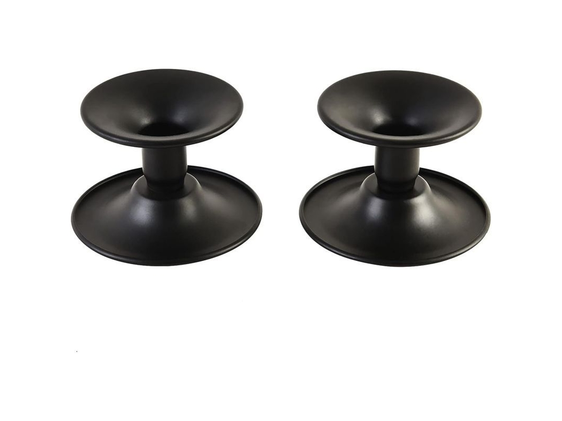 Set De 2 Portavelas Negras De Ferro Forjado Para Velas Taper Decoración Mesa Bodas Cena Fiesta