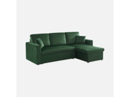 Sofá-cama De Canto Em Veludo, 3 Lugares, Verde Inglês
