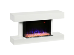 Lareira Elétrica 1000w/2000w silenciosa Temperatura Ajustável Temporizador 15 25 M² 98x27x54,5 Cm Branco S/MARCA