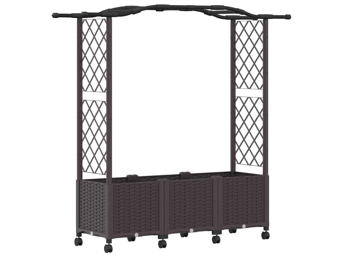 Vidaxl Cama Elevada Com Treliça E Telhado Castanho 164 X 40 X 144 Cm
