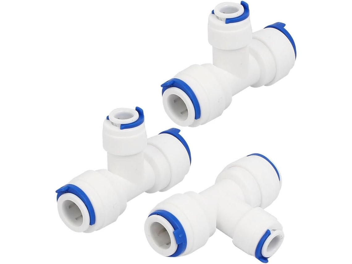 Conector Rápido de Tubo em Forma T 3 Vias, 3/8'' X 1/4'', Peças, para Sistema Água Ro CHABERLU