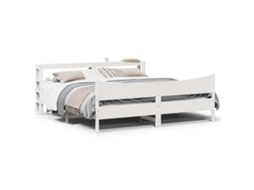 Vidaxl Estrutura De Cama Com Cabeceira 180x200cm Pinho Maciço Branco