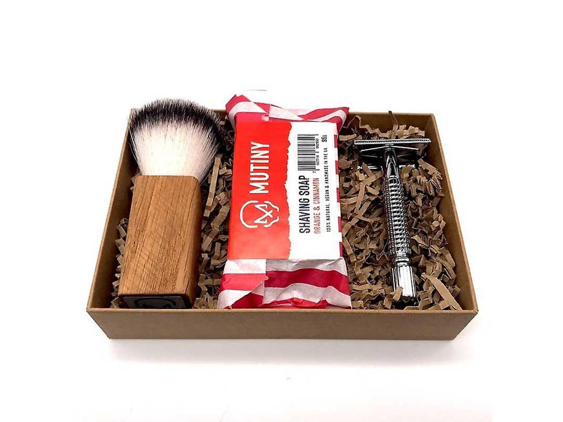 Conjunto De Barbeador De Segurança - Canela E Laranja