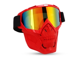 Óculos de Proteção para Motocicleta, Máscara, Estrutura Vermelha, Ciclismo Off Road, Windproof, Lentes Vermelhas MARCA