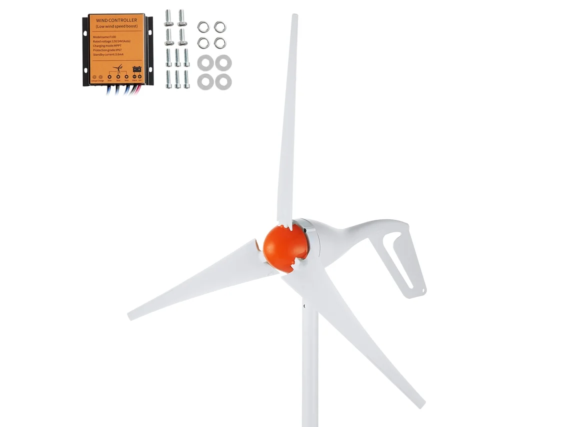 Kit Gerador Eólico Succebuy 500w 12v 3 Lâminas Com Rotor Controlador Mppt 1,2 M