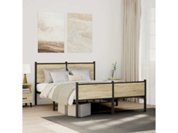 Vidaxl Estrutura De Cama Sem Colchão 137x190 Cm Metal Carvalho Sonoma