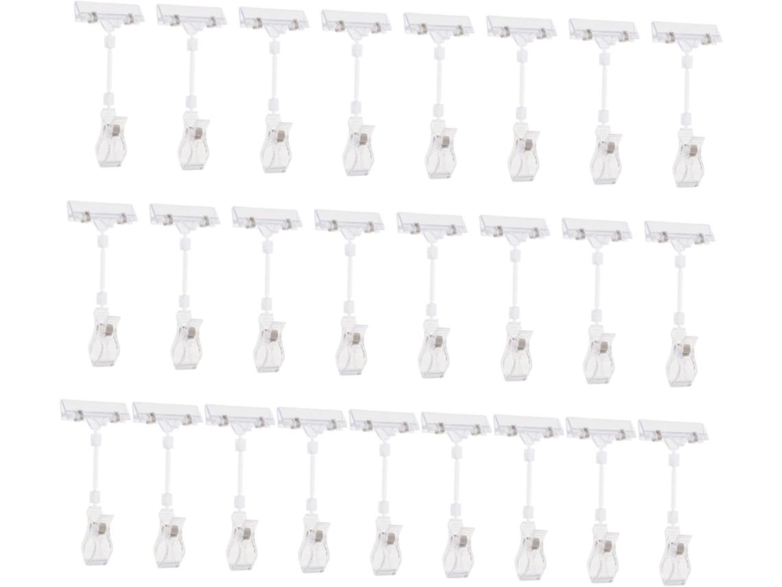 Showeroro 25 peças de clipes giratórios de plástico, suportes transparentes para placas de sinalização.