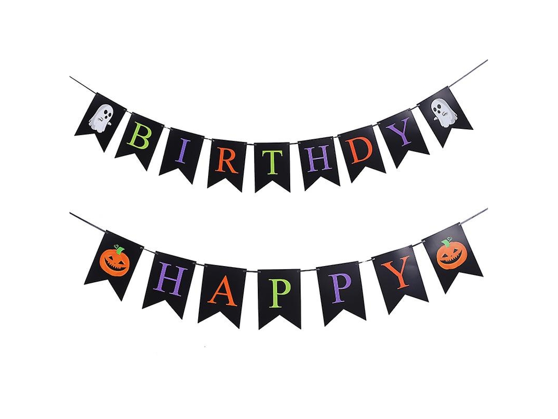 2 Conjuntos De Banner De Festa De Aniversário Para Decorações De Halloween ALLINLESS