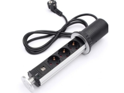 Tomada Elétrica Para Bancada, Mesa, Com Entrada Usb Oculta, Padrão Europeu(3 Tomadas)