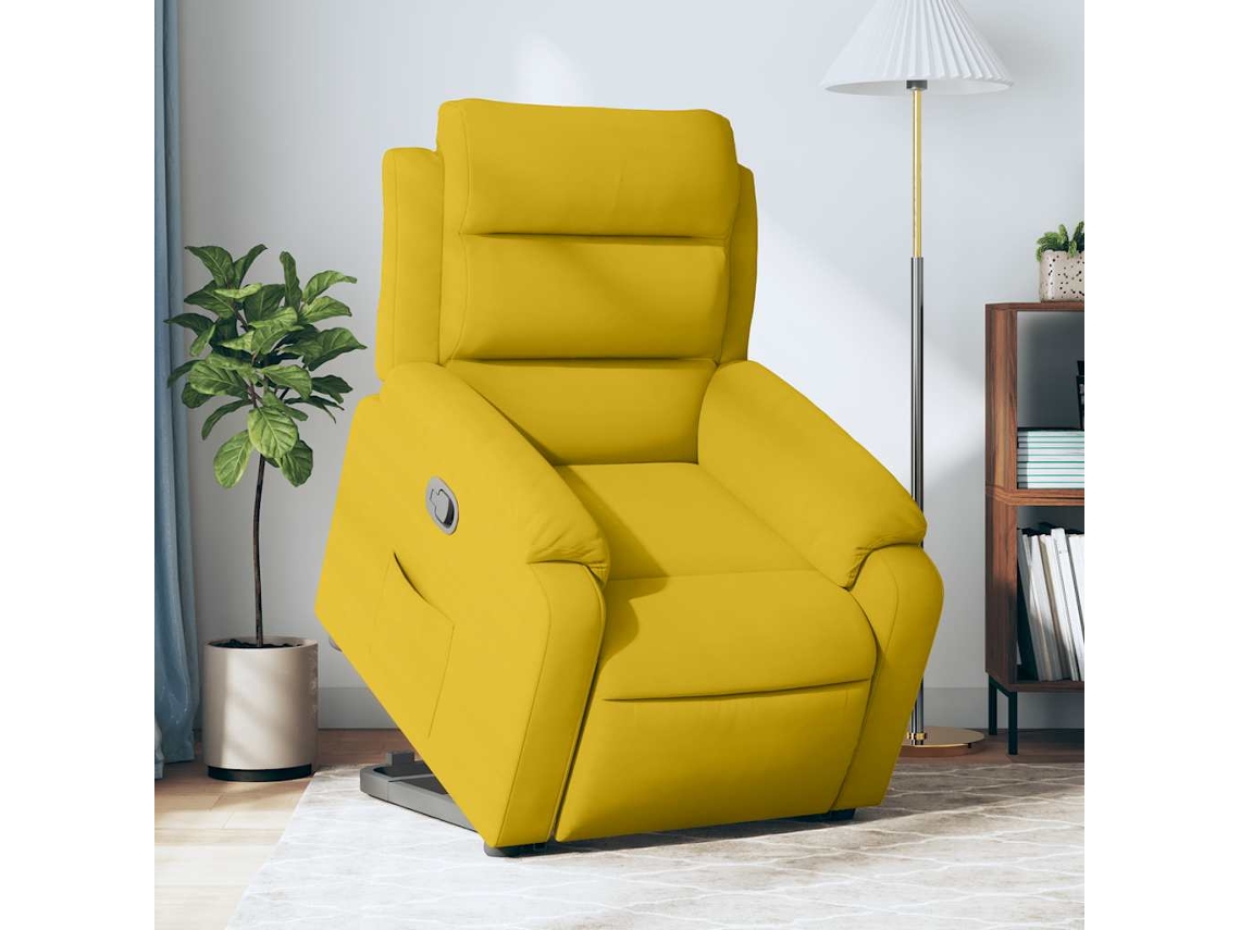 Vidaxl Poltrona Reclinável Elevatória Veludo Amarelo