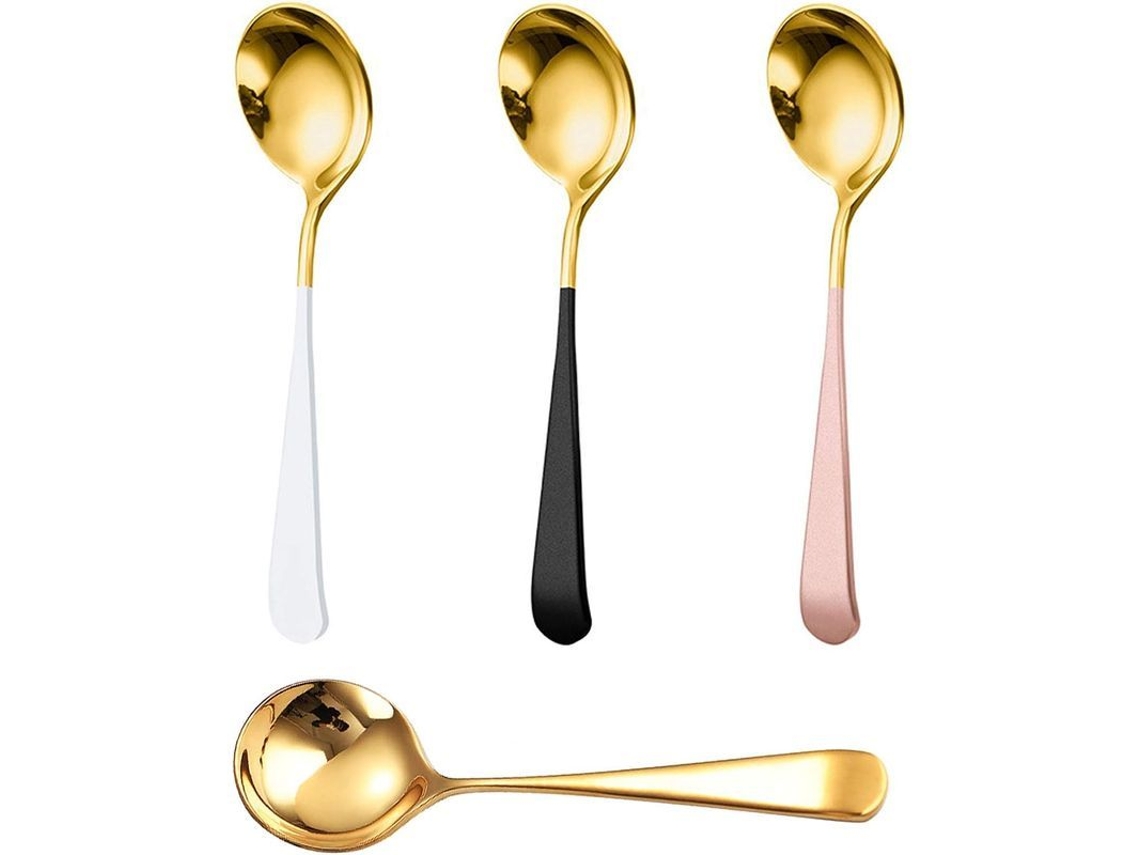 2026 4 Colheres de Sopa de Aço Inoxidável 15.8cm para Café Chá Sobremesas Iogurte Sorvete Açúcar Condimentos