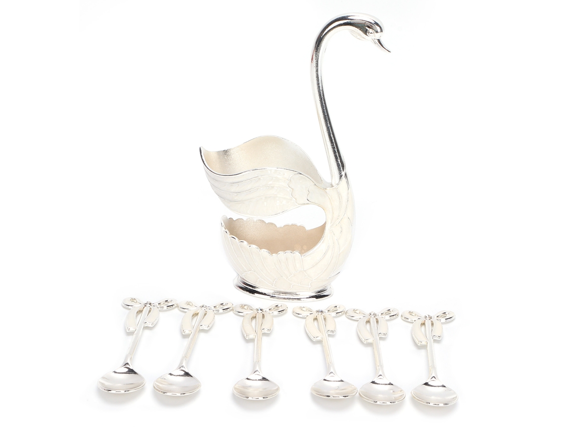 Juego De Vajilla Café Estilo Eu Con Base Cisne De Aleación De Zinc Para Frutas Postres Bebidas Té Regalo