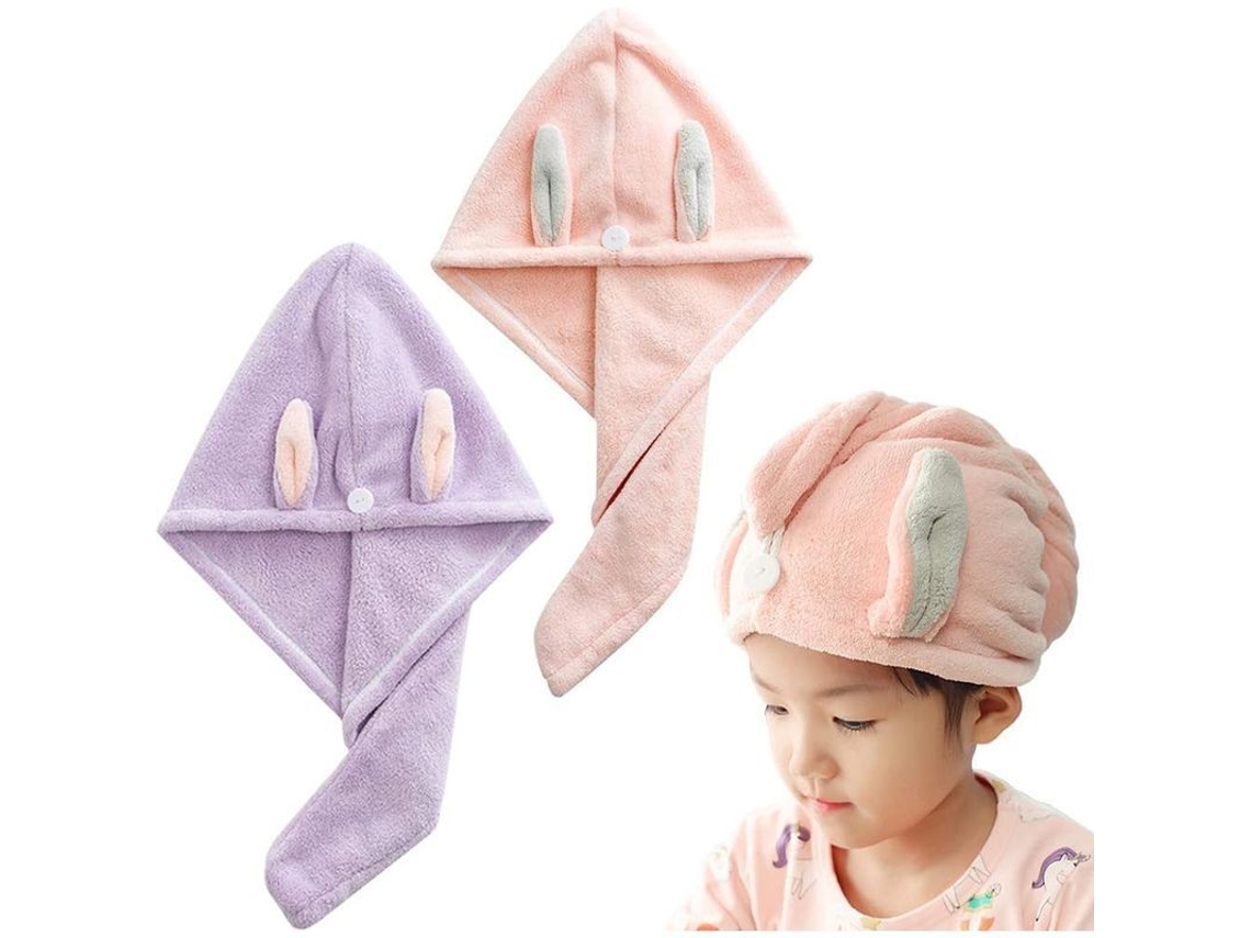 Toalha de Cabelo Turbante 2 Unidades Super Absorvente Quick drying, Touca de Banho Fofa