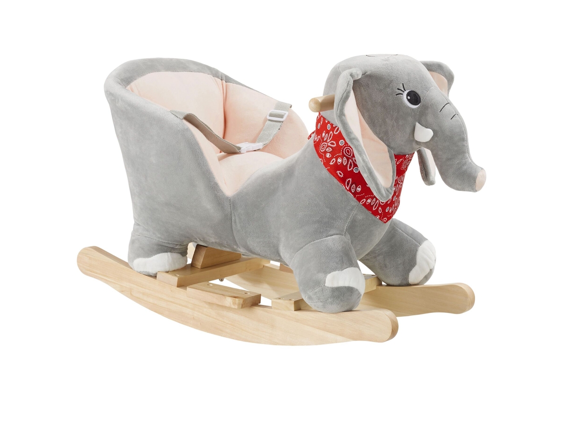 Tectake Elefante De Baloiço Com Revestimento De Pelúcia, A Partir Dos 12 Meses, Cinzento