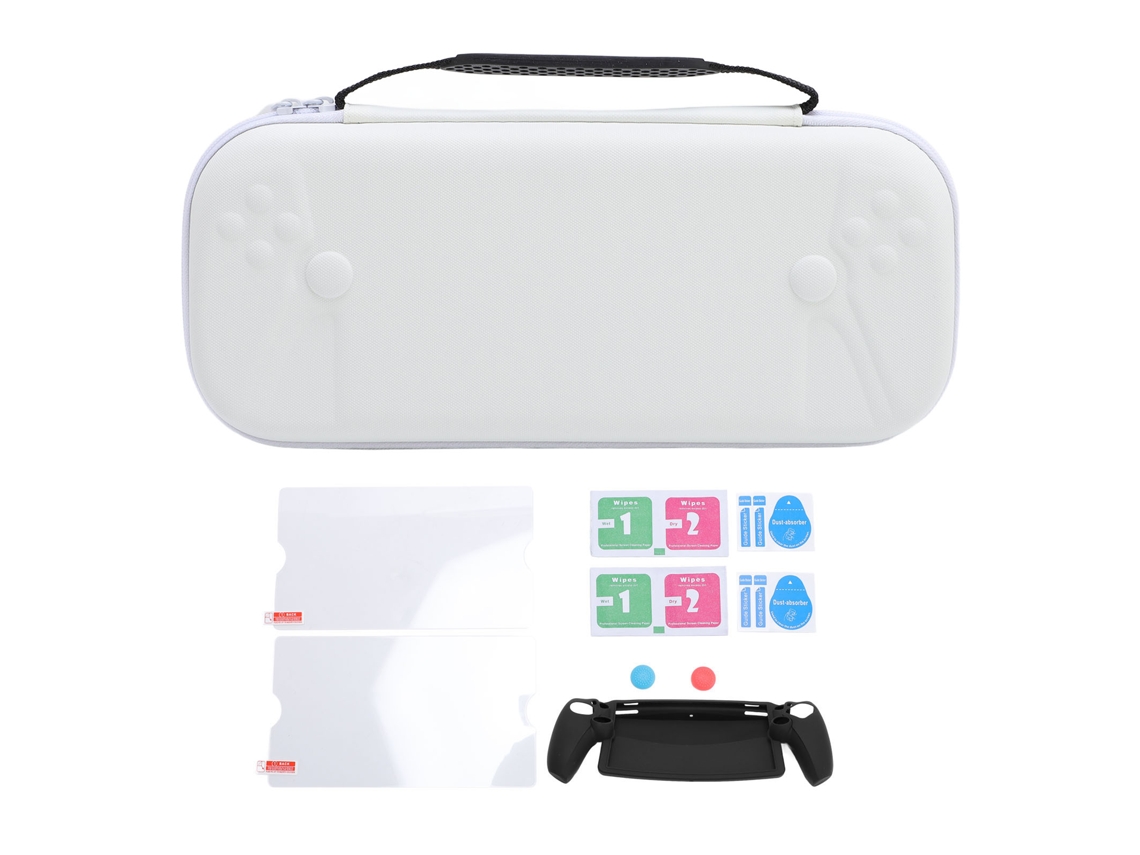 Aetheria kit 6 em 1 Capa Rígida para Console Ps Portal com Protetor de Tela e Grips Branco