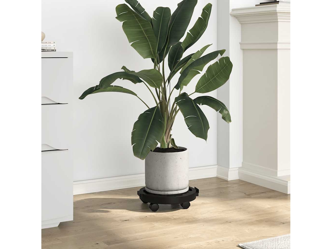 Vidaxl Carrinhos De Plantas C/ Rodas 5 Pcs Diâmetro 30 Cm 170 Kg Preto