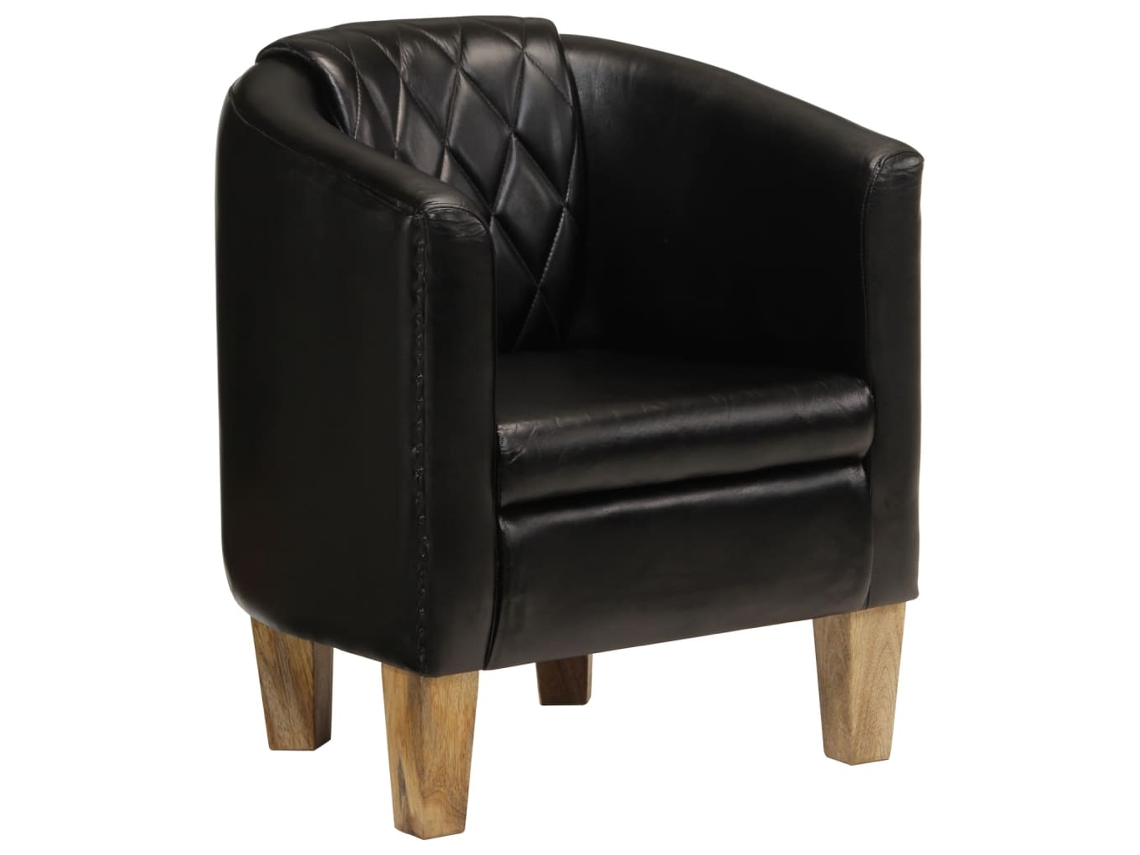 Vidaxl Poltrona Couro Genuíno Preto