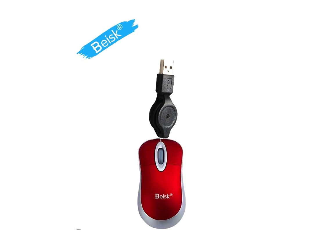 Mouse Com Fio De Cabo Retrátil Beisk, Preto/prata/azul/vermelho Multi Cor Mouse Portátil De Escritório