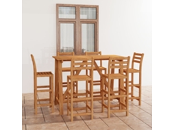 Vidaxl 7 Pcs Conjunto De Bar Para Exterior Madeira De Acácia Maciça