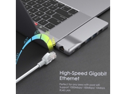Hub Usb C Dodocool Com Ethernet 1gbps, Hd 4k, Pd 100w, 3 Portas Usb E Leitor De Cartões Sd/tf De 512gb