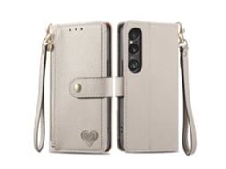 Capa De Couro Para Celular Com Cordão E Zíper Love