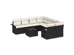 Conjunto 9 Conjunto De Sofá De Jardim Vidaxl Preto Vime Pe (242,5 X 234 X 85 Cm)