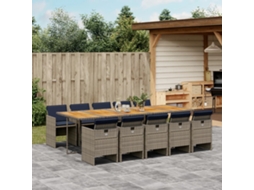 Vidaxl Conjunto De Jantar Para Jardim Com 11 Peças E Almofadas, Em Rattan Sintético Cinza