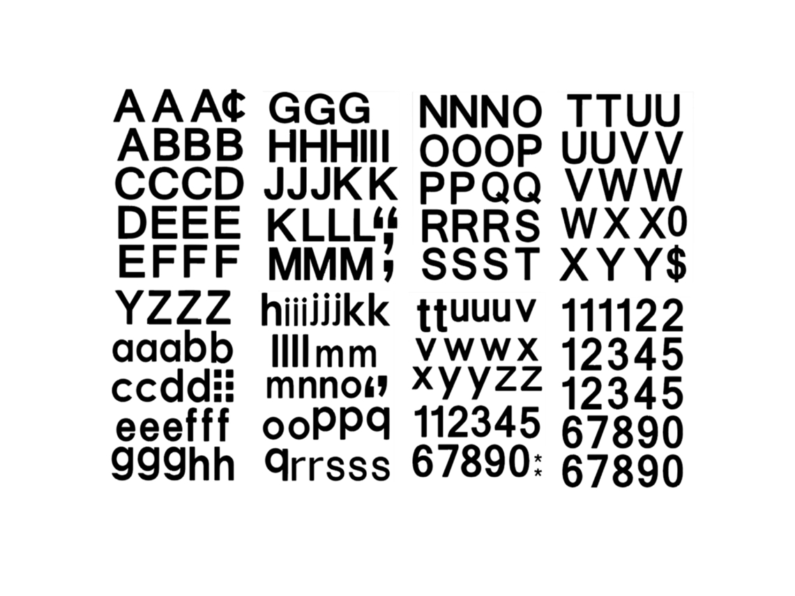 8 folhas de letras e números autoadesivos em vinil BRILVIBERA (capas de 2,5 cm)