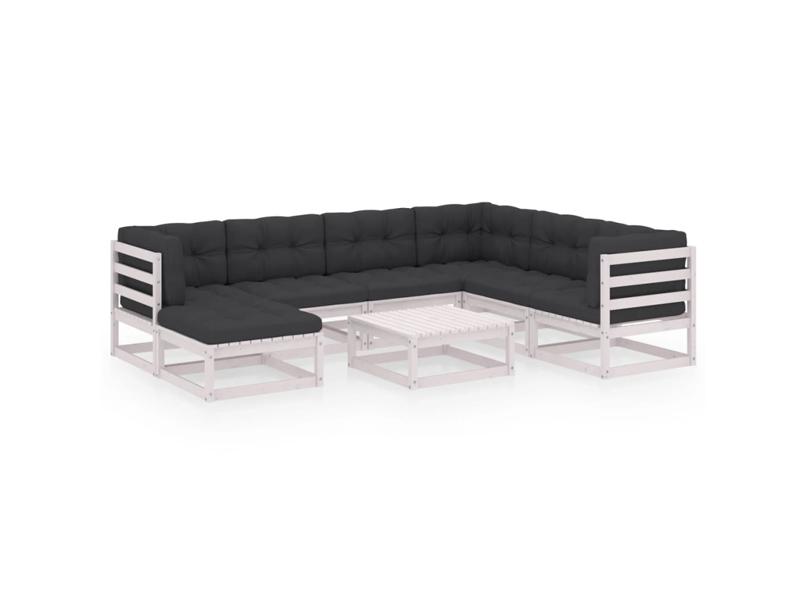 Conjunto de 8 Lounge de Jardim C/ Almofadões Pinho Maciço MAISON EXCLUSIVE