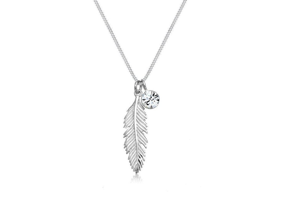 2026-collar Pluma De Cristal Em Prata Esterlina 925
