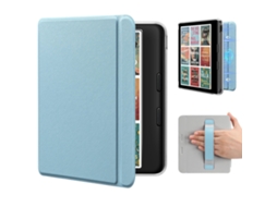 Capa Panoona Para Kobo Libra Colour 7 Polegadas, Com Pega De Mão Integrada, Capa Traseira Rígida Fina E Leve Em Pele Pu Azul Celeste