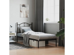 Estrutura De Cama Com Cabeceira 90x200 Cm Metal Preto