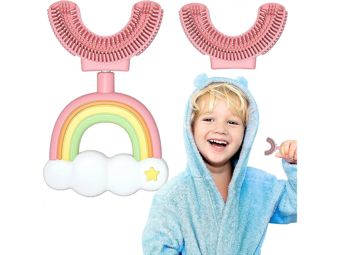 Escova de Dentes Infantil em Formato U com Cabeça Dupla Silicone Extra Macio, Livre Bpa e Qualidade Alimenta R. GOKOCO
