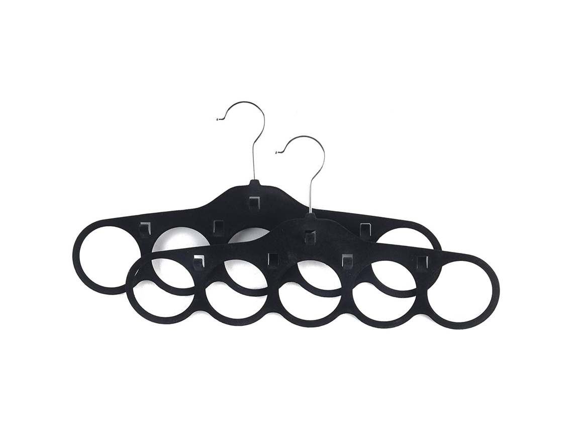 Cachecol Preto Antiderrapante com Cinco Furos de Seda Cinto Gravata Pacote 2 UISAVE