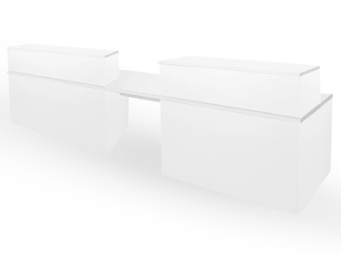 Balcão de Receção Apollo Duplo Adaptado para Pessoas com Deficiência OFILIKE (180+60+180 cm - Branco)