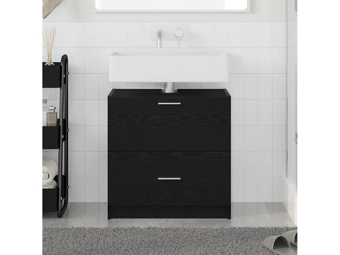 Vidaxl Armário De Banheiro Carvalho Preto 59 X 37 X 59 Cm