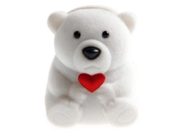Caixa de Jóias Urso com Flocagem para Armazenamento de Anéis Presente Noivado Casamento | S/MARCA