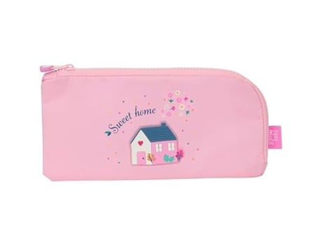 Estojo Plano Glowlab Sweet Home Tecido Reciclável Confortável 23x11 Cm Rosa