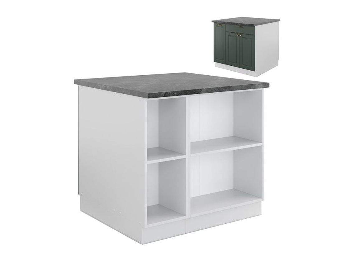 Ilha de cozinha VICCO Fame-Line, Verde-Dourado Landhaus/Branco, 90 cm com gaveta, sem bancada
