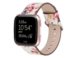 Pulseira De Relógio Lurelia Para Fitbit Versa 1/2 Com Padrão De Flor Branca Rosa