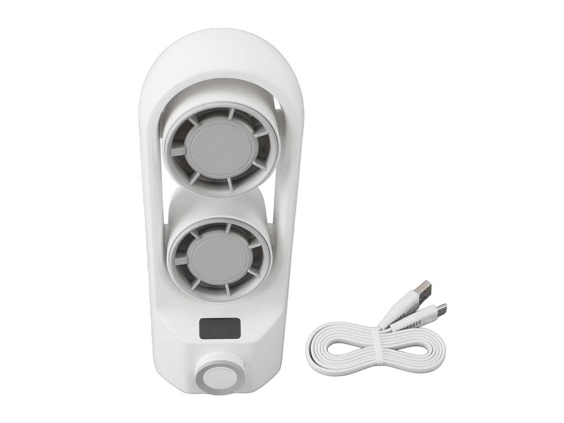 Ventilador de Mesa Turbina Dupla Usb Branco Portátil Profissional
