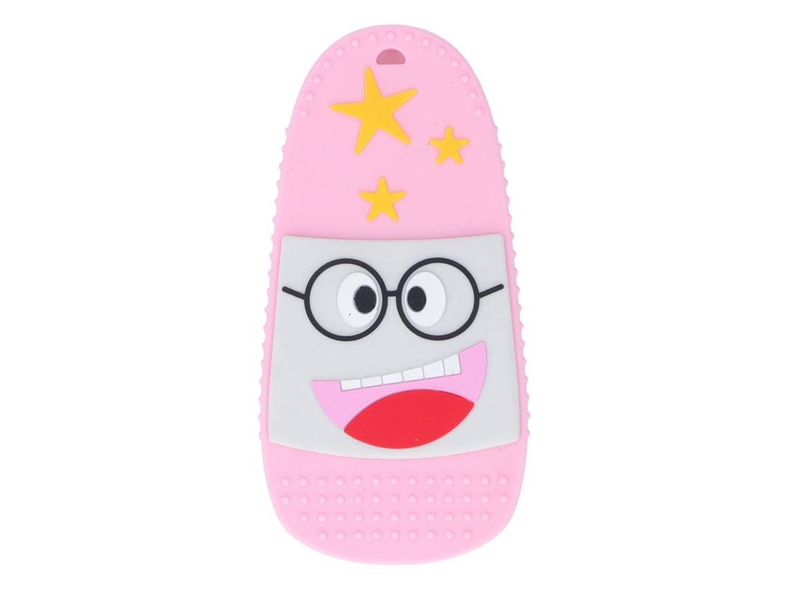 Mali chupeta de Silicone para Bebê em Forma de Chinelo Texturizada Rosa Brinquedo de Dentes