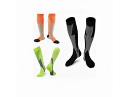 Conjunto De 3 Pares De Meias De Compressão - Corrida E Viagem L/xl (40-44) - Laranja, Verde E Preto