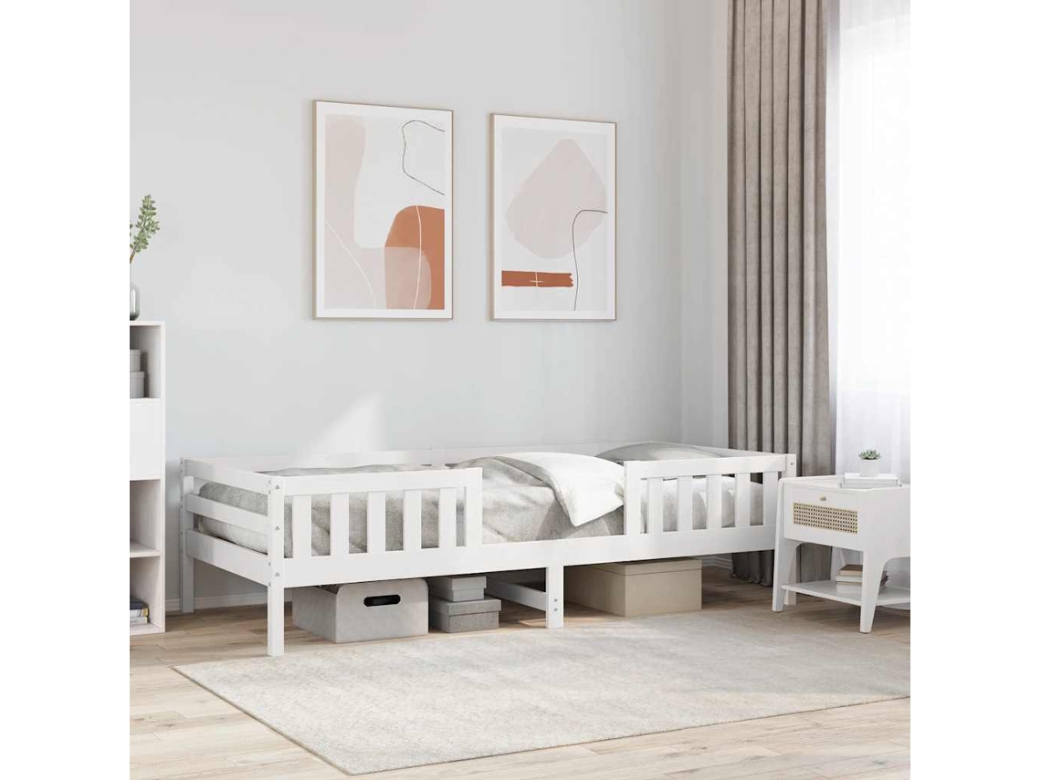 Vidaxl Estrutura de Cama Sem Colchão 80x200 Cm Pinho Maciço Branco