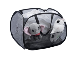 Cesta de Roupa Suja Plegável em Malha Cesta Pop up Colapsável com Bolso Lateral Preto S/MARCA