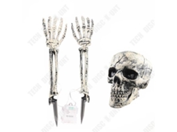 Conjunto de 3 caveiras de Halloween com acessórios decorativos TD®, preto, ciano, plástico, desconto em tecnologia