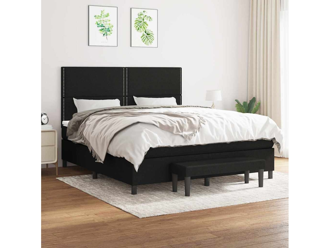 Vidaxl Cama Com Molas/colchão 180x200 Cm Tecido Preto