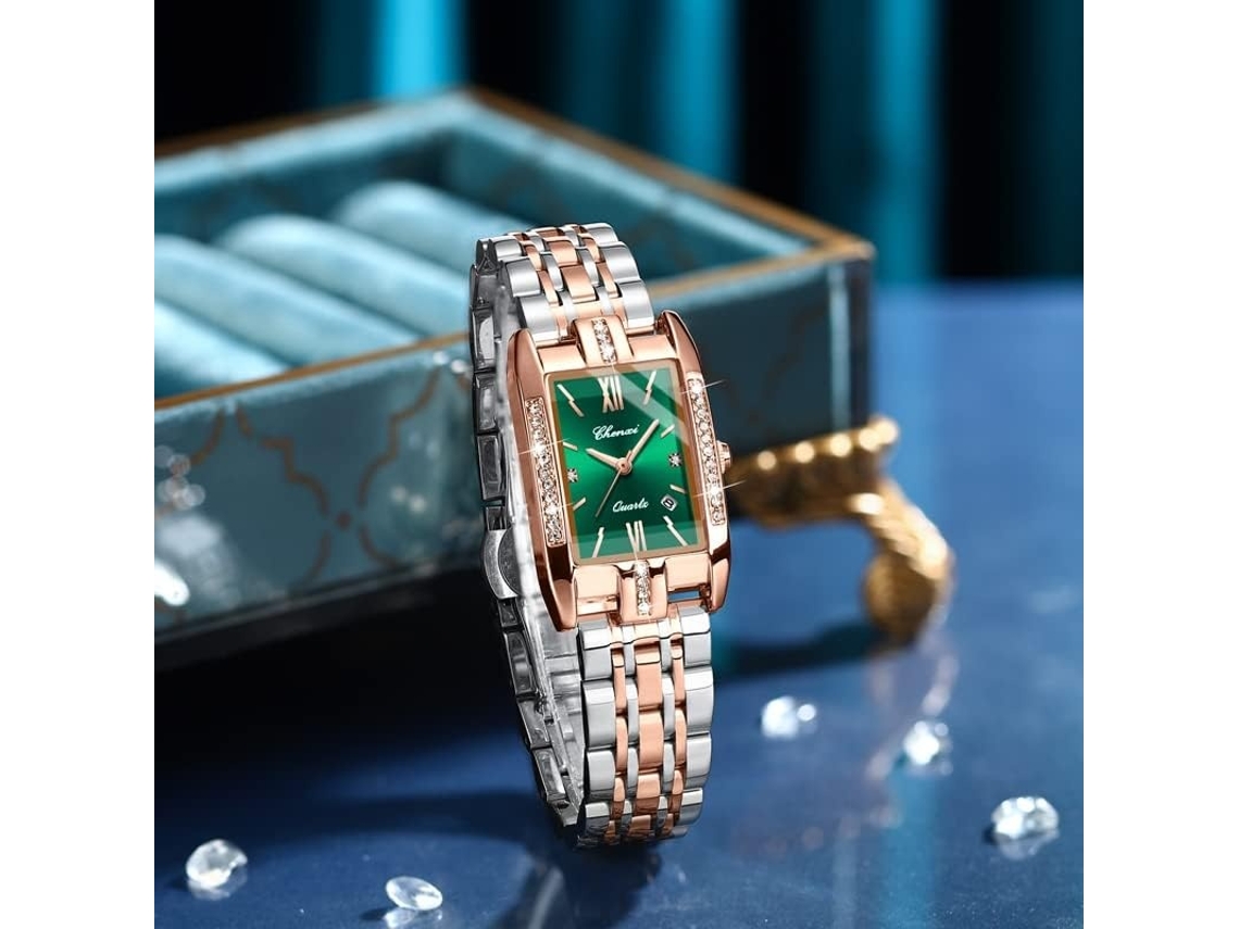Lurelia Relógio Feminino, Movimento De Quartzo, Analógico, Data/calendário, Detalhes Com Strass, Aço Inoxidável, Resistente À Água, Prata